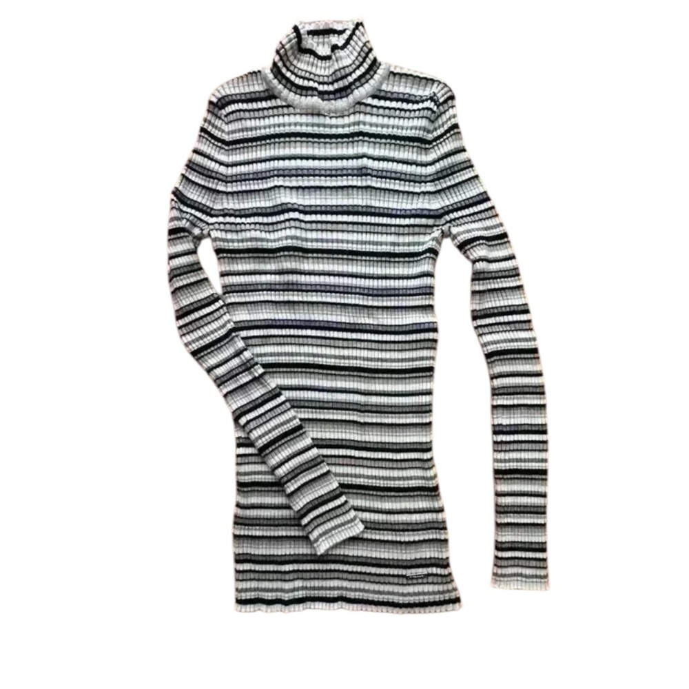 Women's Striped Turtleneck Sweater Mini Dress Size XS l Cozy Cozycore